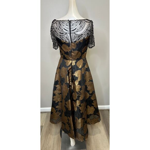Theia Sonya Metallic Floral A-Line Dress US 2 $745 - Picture 12 of 16